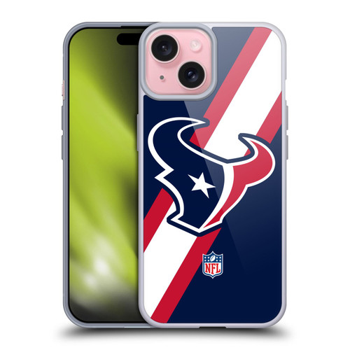NFL Houston Texans Logo Stripes Soft Gel Case for Apple iPhone 15
