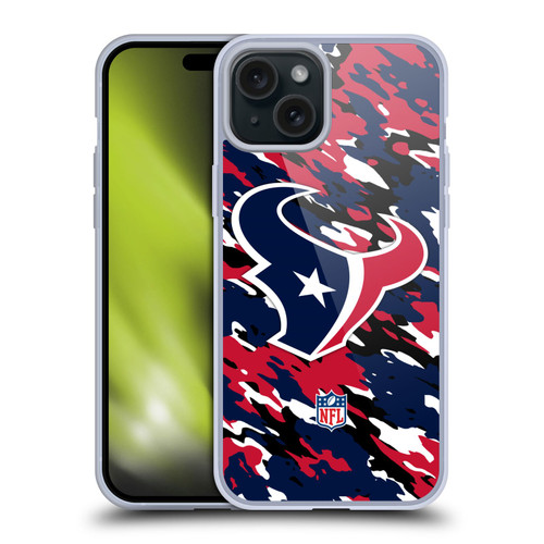 NFL Houston Texans Logo Camou Soft Gel Case for Apple iPhone 15 Plus