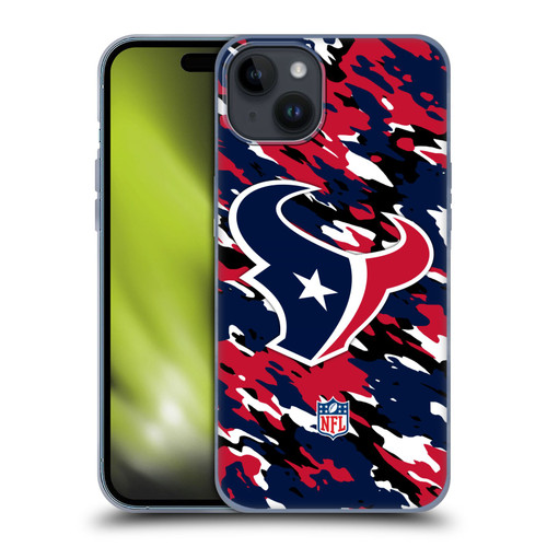 NFL Houston Texans Logo Camou Soft Gel Case for Apple iPhone 15 Plus
