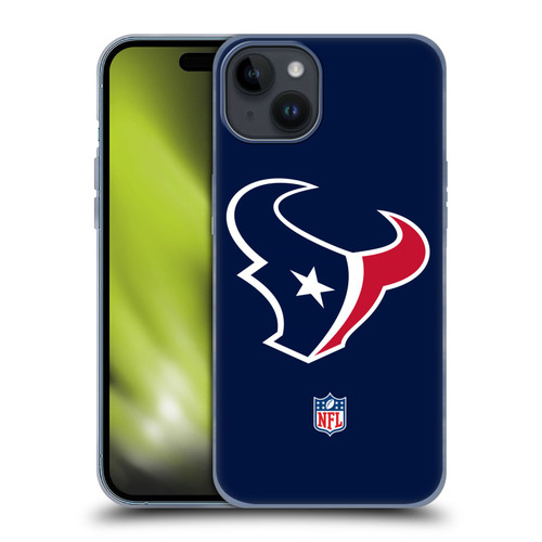 NFL Houston Texans Logo Plain Soft Gel Case for Apple iPhone 15 Plus