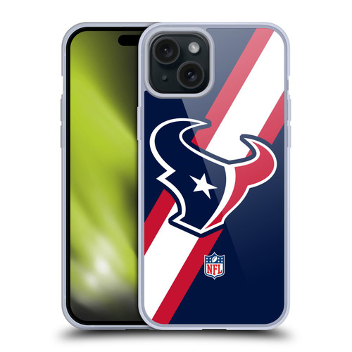 NFL Houston Texans Logo Stripes Soft Gel Case for Apple iPhone 15 Plus