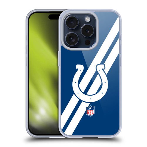 NFL Indianapolis Colts Logo Stripes Soft Gel Case for Apple iPhone 15 Pro