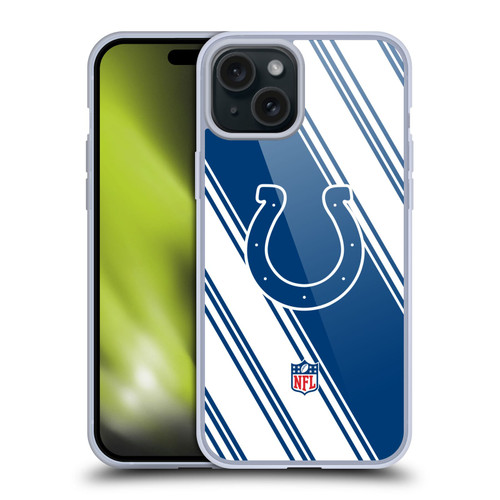 NFL Indianapolis Colts Artwork Stripes Soft Gel Case for Apple iPhone 15 Plus