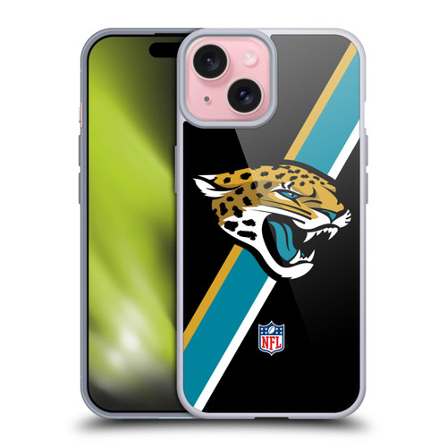 NFL Jacksonville Jaguars Logo Stripes Soft Gel Case for Apple iPhone 15