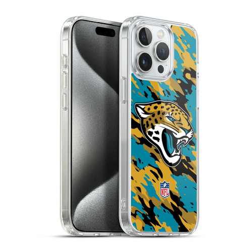 NFL Jacksonville Jaguars Logo Camou Soft Gel Case for Apple iPhone 15 Pro Max & MagSafe