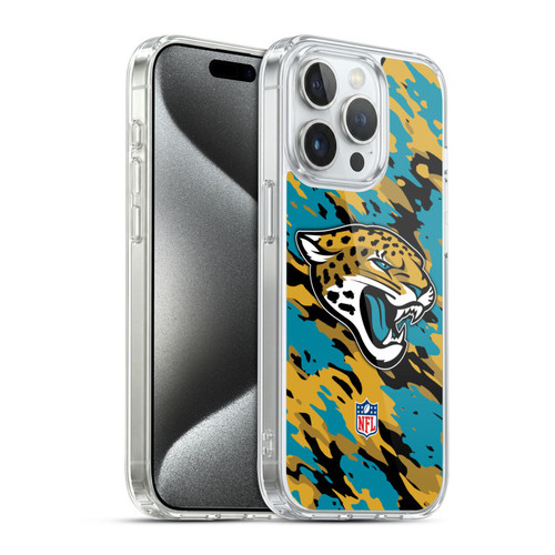 NFL Jacksonville Jaguars Logo Camou Soft Gel Case for Apple iPhone 15 Pro & MagSafe