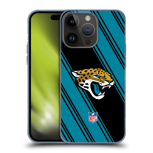 NFL Jacksonville Jaguars Artwork Stripes Soft Gel Case for Apple iPhone 15 Pro