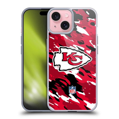 NFL Kansas City Chiefs Logo Camou Soft Gel Case for Apple iPhone 15