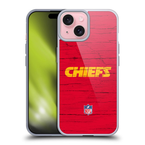 NFL Kansas City Chiefs Logo Distressed Look Soft Gel Case for Apple iPhone 15