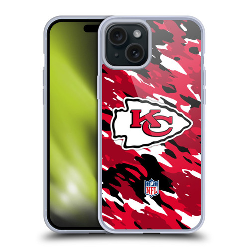NFL Kansas City Chiefs Logo Camou Soft Gel Case for Apple iPhone 15 Plus & MagSafe