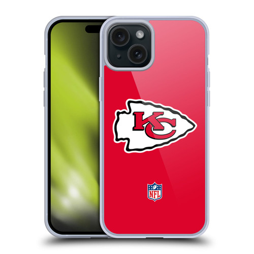 NFL Kansas City Chiefs Logo Plain Soft Gel Case for Apple iPhone 15 Plus