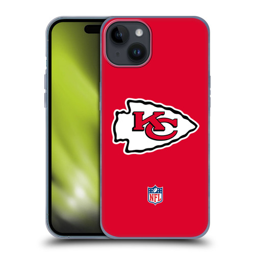 NFL Kansas City Chiefs Logo Plain Soft Gel Case for Apple iPhone 15 Plus