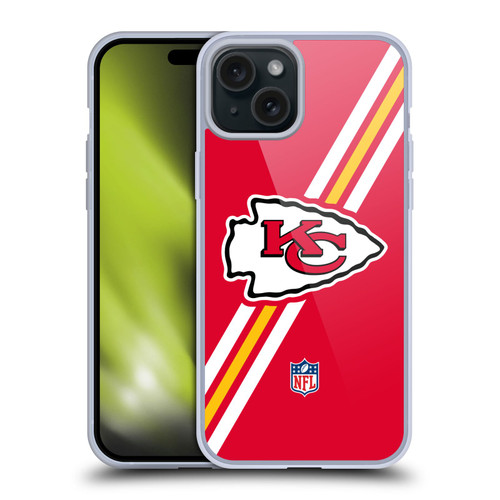 NFL Kansas City Chiefs Logo Stripes Soft Gel Case for Apple iPhone 15 Plus