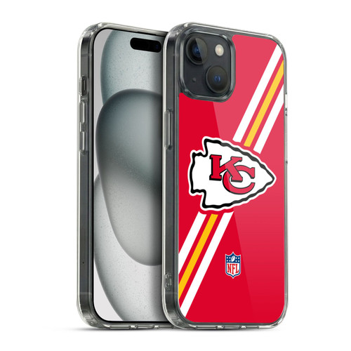 NFL Kansas City Chiefs Logo Stripes Soft Gel Case for Apple iPhone 15 Plus & MagSafe