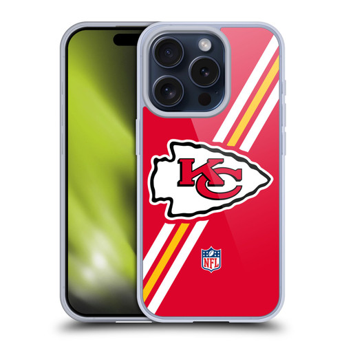 NFL Kansas City Chiefs Logo Stripes Soft Gel Case for Apple iPhone 15 Pro & MagSafe