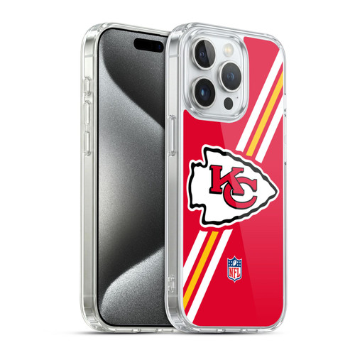NFL Kansas City Chiefs Logo Stripes Soft Gel Case for Apple iPhone 15 Pro & MagSafe