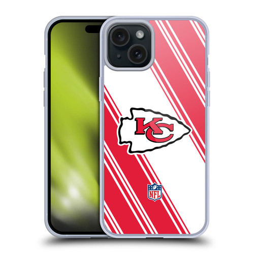 NFL Kansas City Chiefs Artwork Stripes Soft Gel Case for Apple iPhone 15 Plus