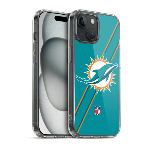 NFL Miami Dolphins Logo Stripes Soft Gel Case for Apple iPhone 15