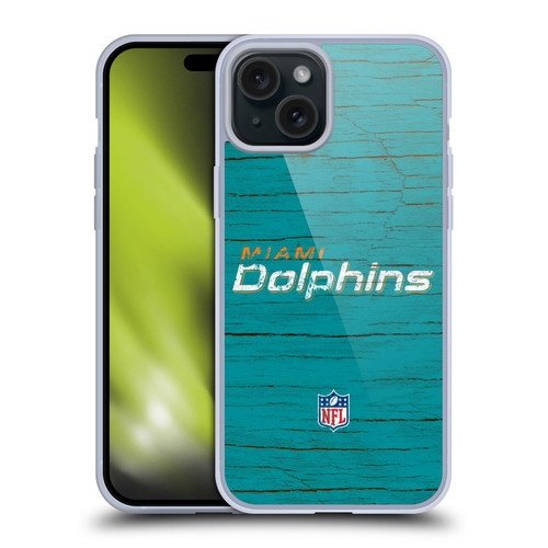 NFL Miami Dolphins Logo Distressed Look Soft Gel Case for Apple iPhone 15 Plus