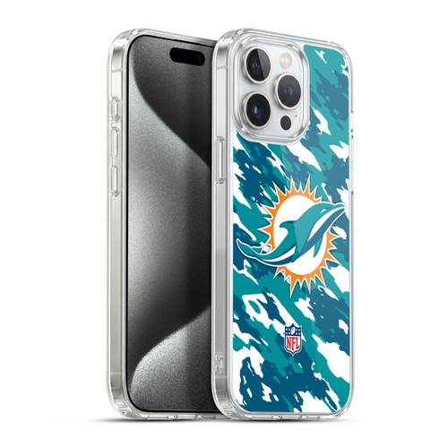 NFL Miami Dolphins Logo Camou Soft Gel Case for Apple iPhone 15 Pro Max