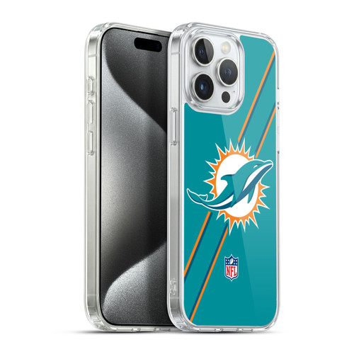 NFL Miami Dolphins Logo Stripes Soft Gel Case for Apple iPhone 15 Pro Max