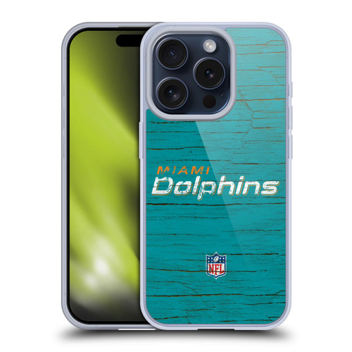 NFL Miami Dolphins Logo Distressed Look Soft Gel Case for Apple iPhone 15 Pro