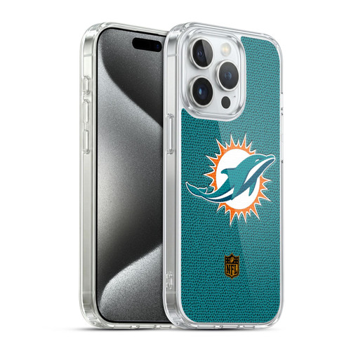 NFL Miami Dolphins Logo Football Soft Gel Case for Apple iPhone 15 Pro