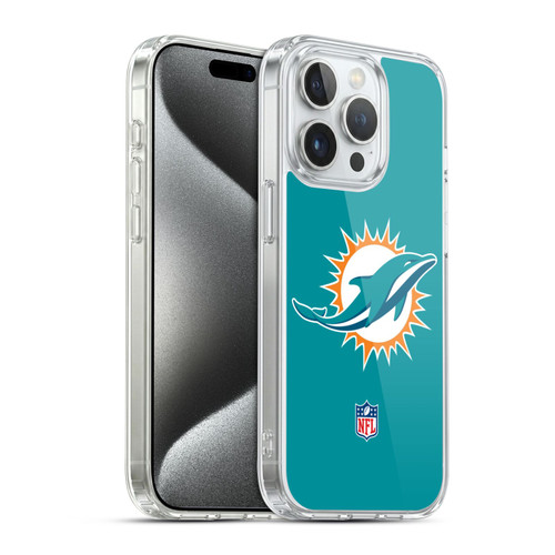 NFL Miami Dolphins Logo Plain Soft Gel Case for Apple iPhone 15 Pro