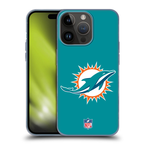 NFL Miami Dolphins Logo Plain Soft Gel Case for Apple iPhone 15 Pro