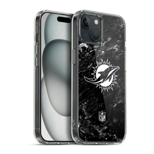 NFL Miami Dolphins Artwork Marble Soft Gel Case for Apple iPhone 15 Plus