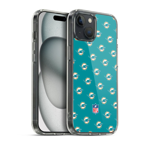 NFL Miami Dolphins Artwork Patterns Soft Gel Case for Apple iPhone 15 Plus