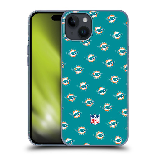 NFL Miami Dolphins Artwork Patterns Soft Gel Case for Apple iPhone 15 Plus