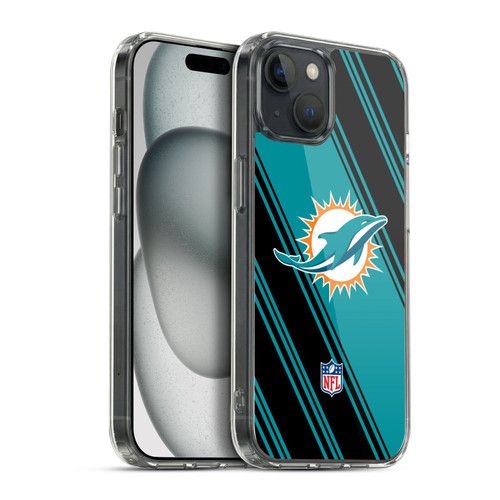 NFL Miami Dolphins Artwork Stripes Soft Gel Case for Apple iPhone 15 Plus