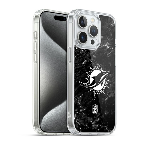 NFL Miami Dolphins Artwork Marble Soft Gel Case for Apple iPhone 15 Pro