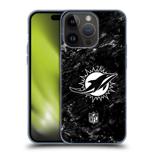 NFL Miami Dolphins Artwork Marble Soft Gel Case for Apple iPhone 15 Pro