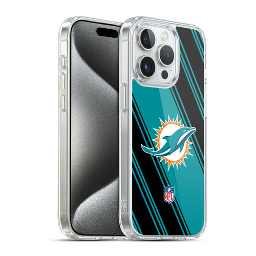 NFL Miami Dolphins Artwork Stripes Soft Gel Case for Apple iPhone 15 Pro