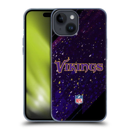 NFL Minnesota Vikings Logo Blur Soft Gel Case for Apple iPhone 15