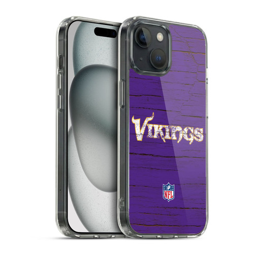 NFL Minnesota Vikings Logo Distressed Look Soft Gel Case for Apple iPhone 15