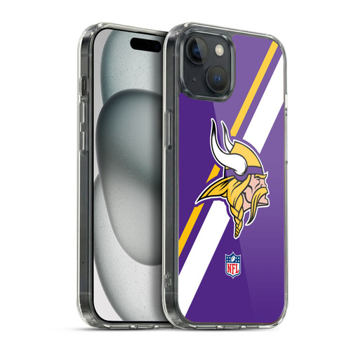 NFL Minnesota Vikings Logo Stripes Soft Gel Case for Apple iPhone 15 Plus