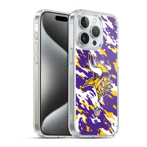 NFL Minnesota Vikings Logo Camou Soft Gel Case for Apple iPhone 15 Pro