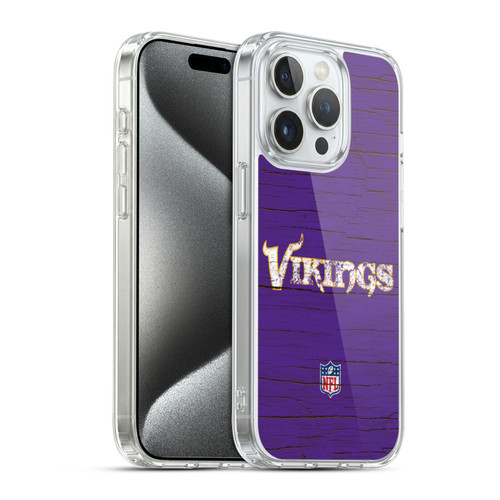 NFL Minnesota Vikings Logo Distressed Look Soft Gel Case for Apple iPhone 15 Pro