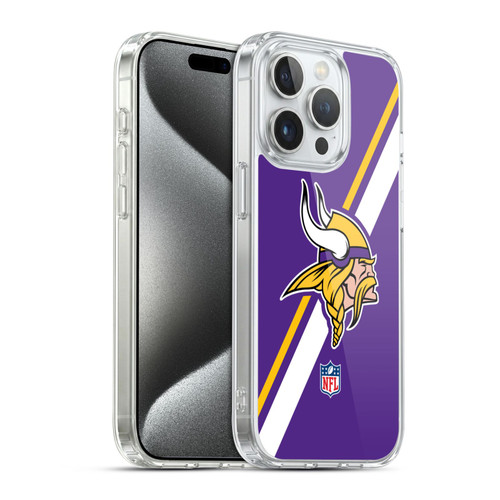 NFL Minnesota Vikings Logo Stripes Soft Gel Case for Apple iPhone 15 Pro