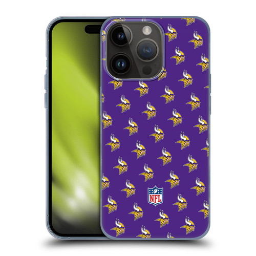 NFL Minnesota Vikings Artwork Patterns Soft Gel Case for Apple iPhone 15 Pro