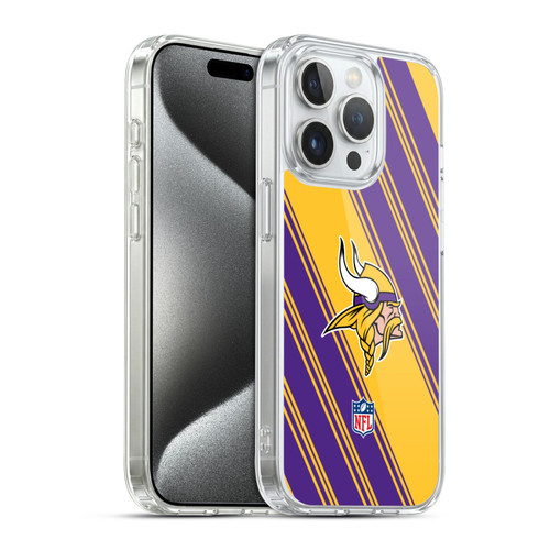 NFL Minnesota Vikings Artwork Stripes Soft Gel Case for Apple iPhone 15 Pro