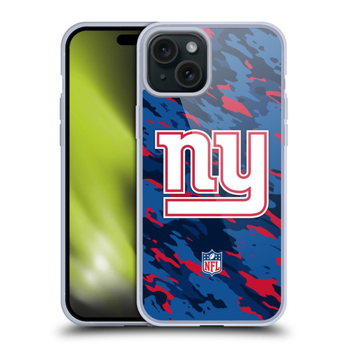 NFL New York Giants Logo Camou Soft Gel Case for Apple iPhone 15 Plus