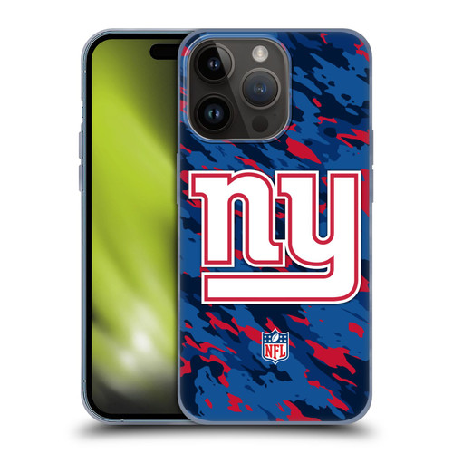 NFL New York Giants Logo Camou Soft Gel Case for Apple iPhone 15 Pro