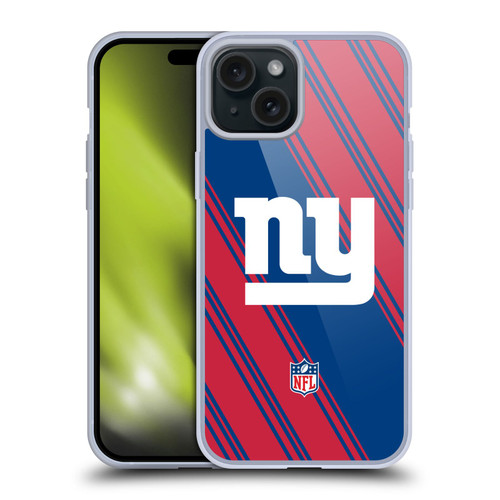 NFL New York Giants Artwork Stripes Soft Gel Case for Apple iPhone 15 Plus