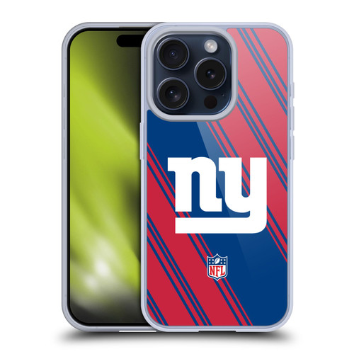 NFL New York Giants Artwork Stripes Soft Gel Case for Apple iPhone 15 Pro