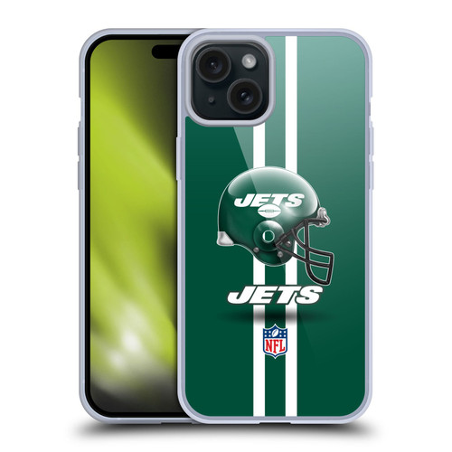 NFL New York Jets Logo Helmet Soft Gel Case for Apple iPhone 15 Plus