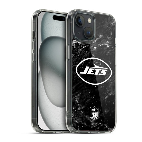 NFL New York Jets Artwork Marble Soft Gel Case for Apple iPhone 15 & MagSafe